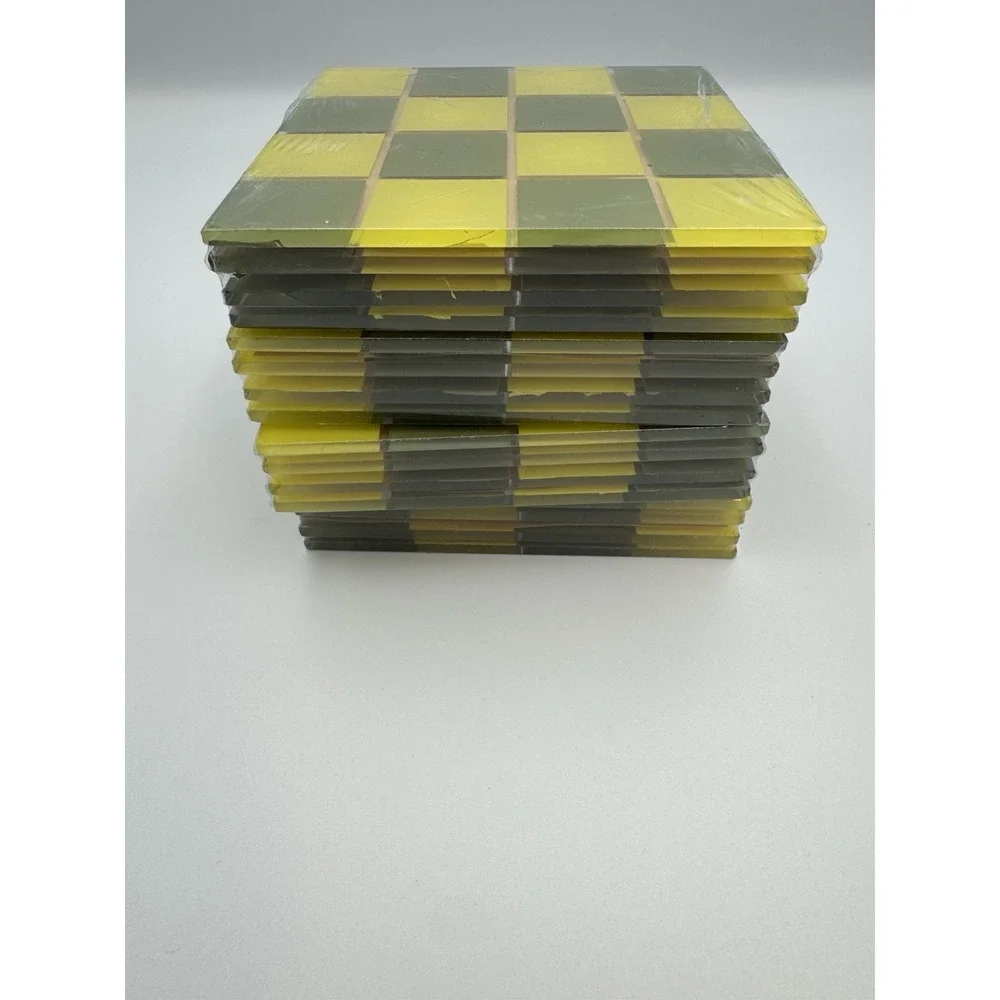 Square Glass Coasters 4 sets of 4 (Green) NEW